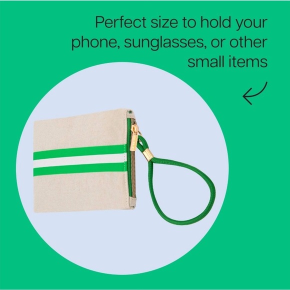 NōTED Green & White Striped Canvas Wristlet - NWT - Picture 3 of 4